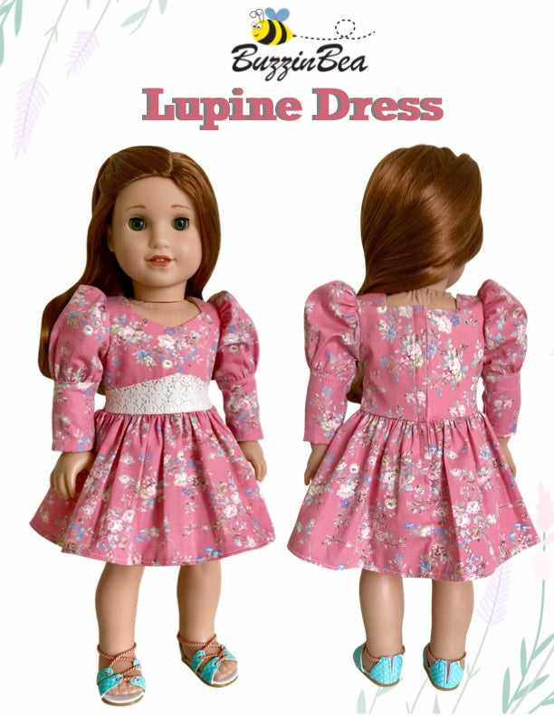 Lupine Dress 18-inch doll clothes PDF sewing pattern