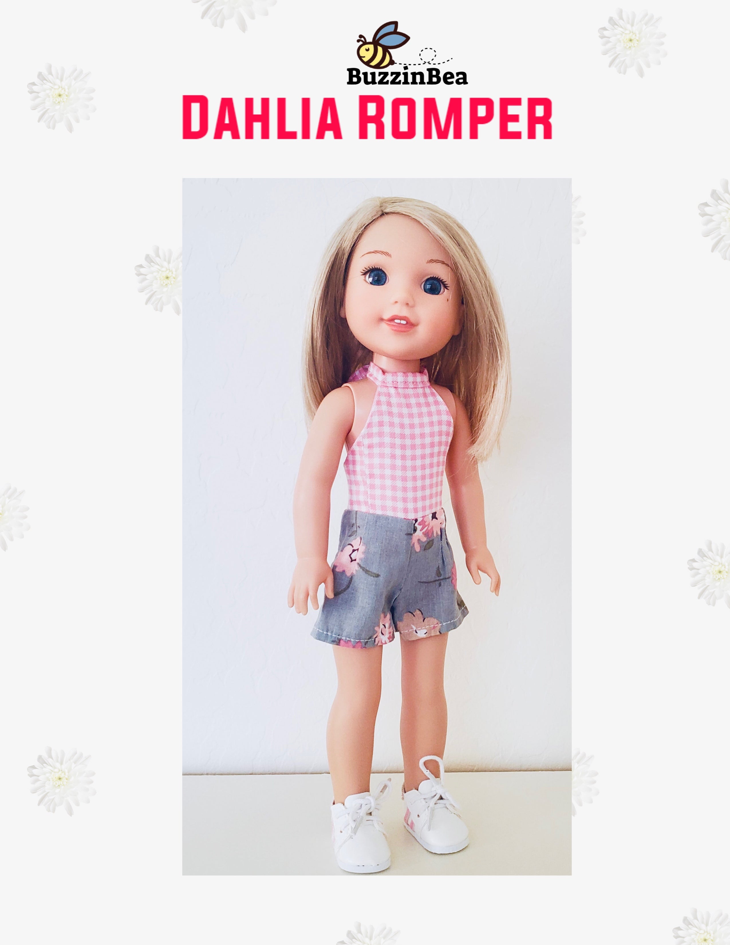 Dahlia Romper 14-inch doll clothes PDF sewing pattern