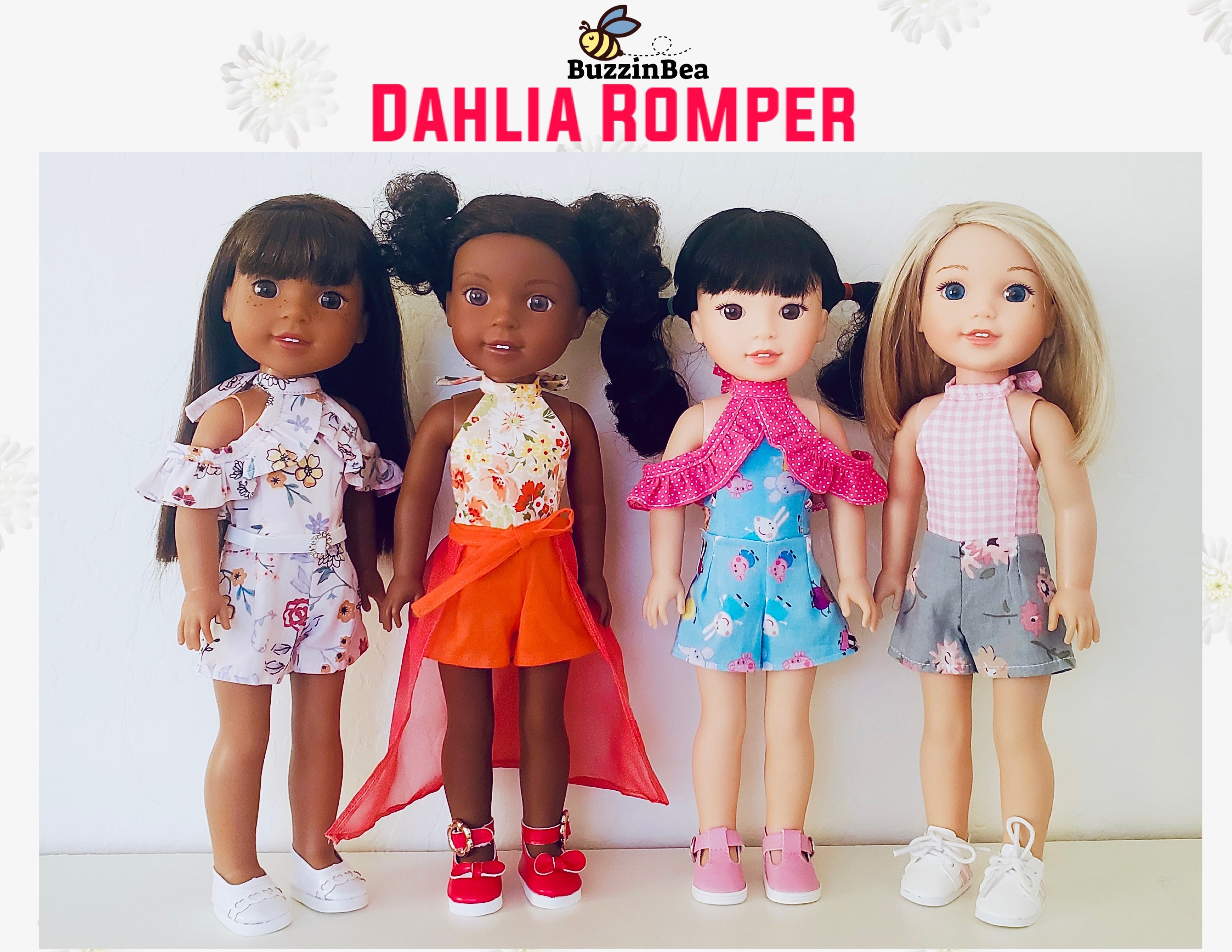 Dahlia Romper 14-inch doll clothes PDF sewing pattern