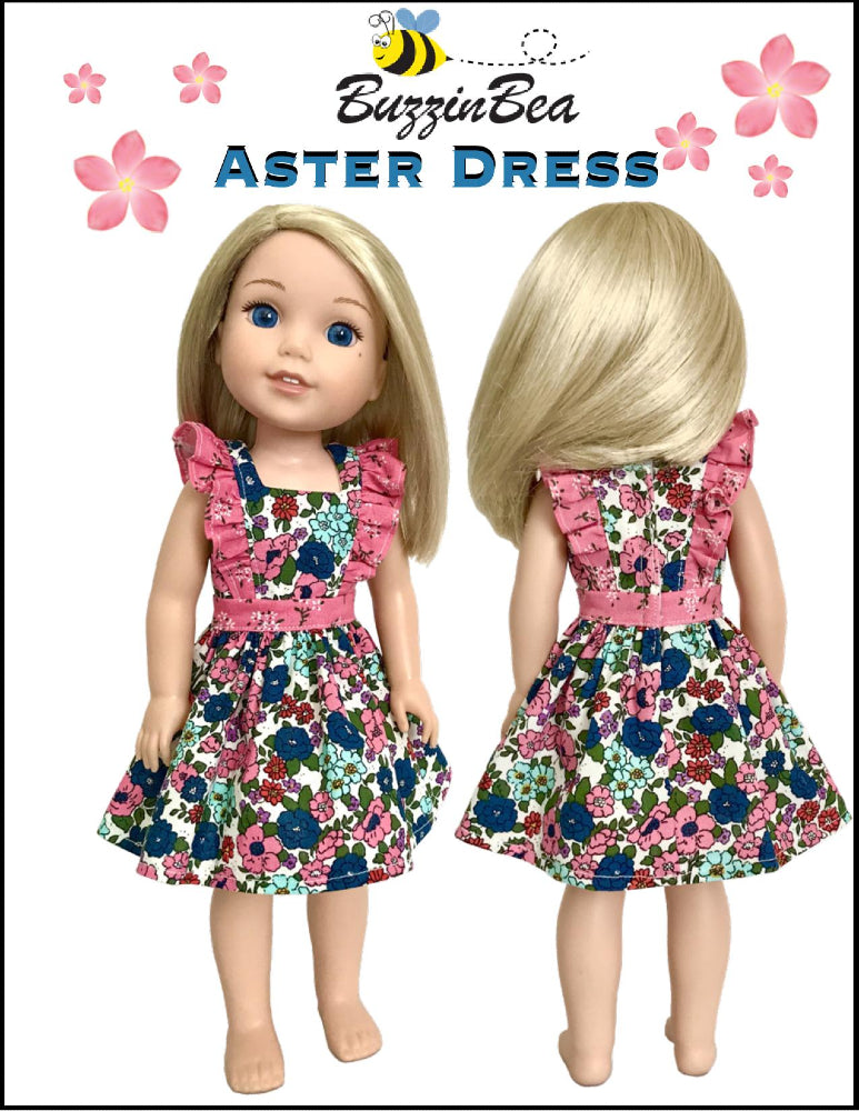 Aster dress 14-inch doll clothes PDF sewing pattern