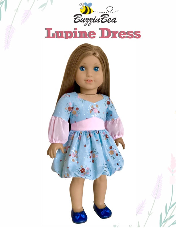 Lupine Dress 18-inch doll clothes PDF sewing pattern