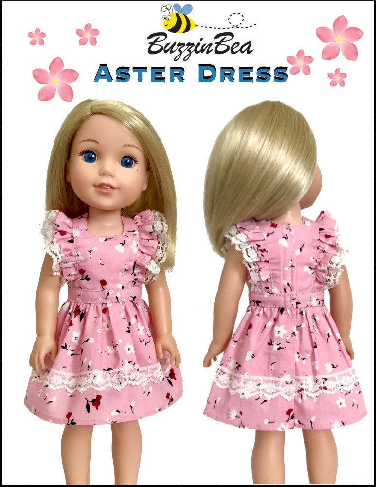 Aster dress 14-inch doll clothes PDF sewing pattern