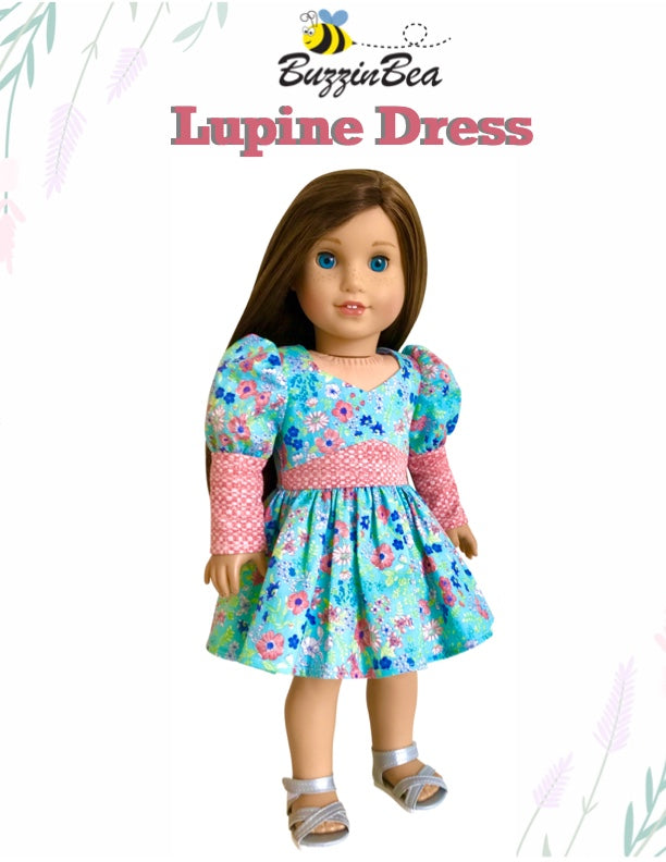 Lupine Dress 18-inch doll clothes PDF sewing pattern