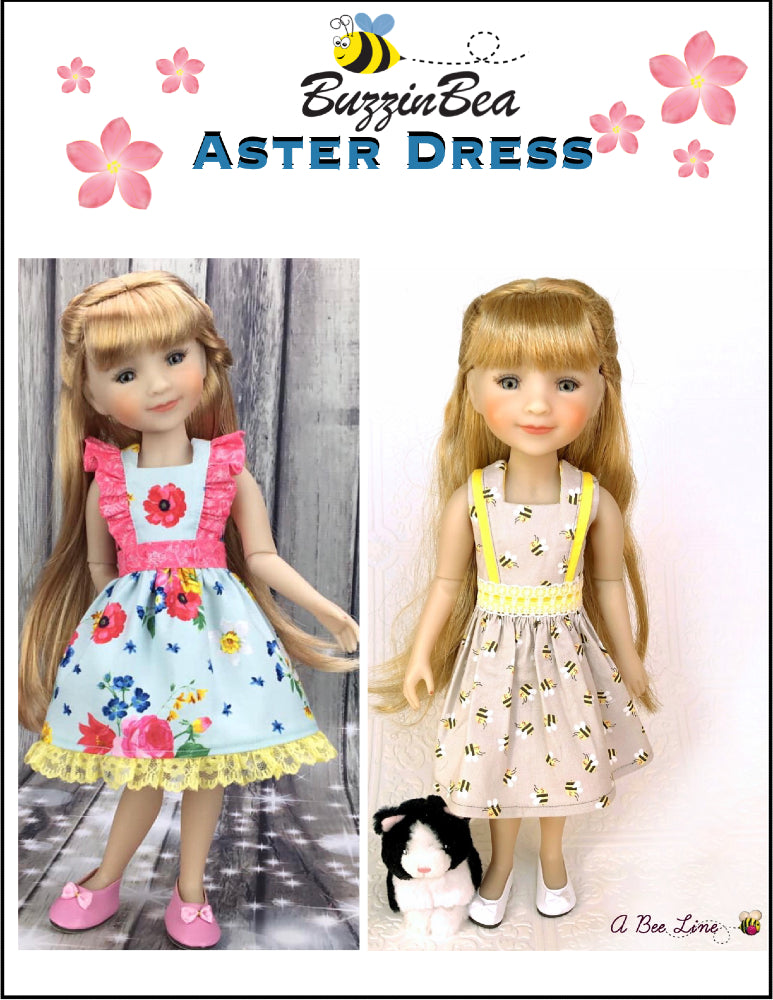 Aster dress 14-inch doll clothes PDF sewing pattern