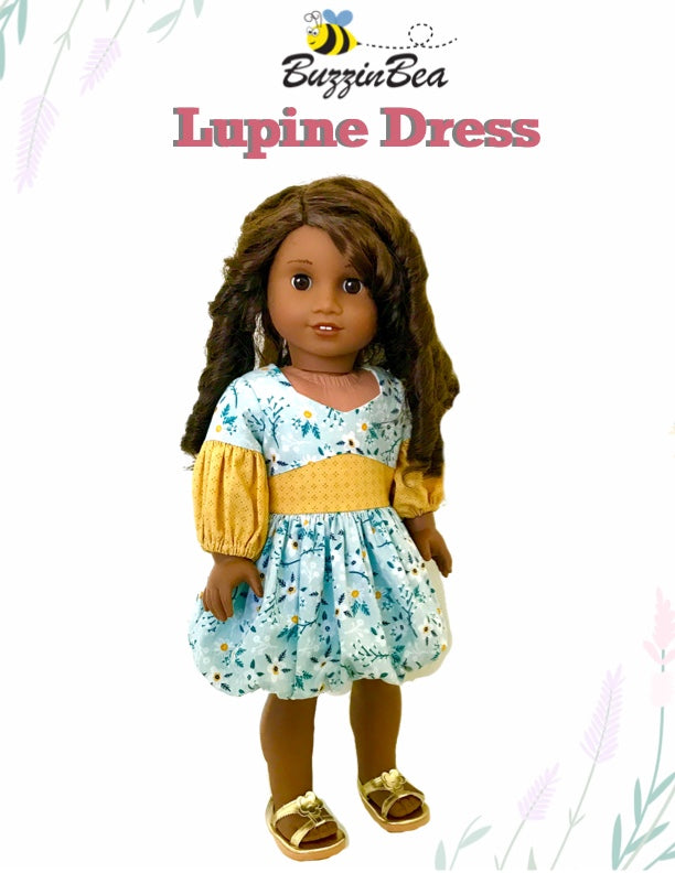 Lupine Dress 18-inch doll clothes PDF sewing pattern