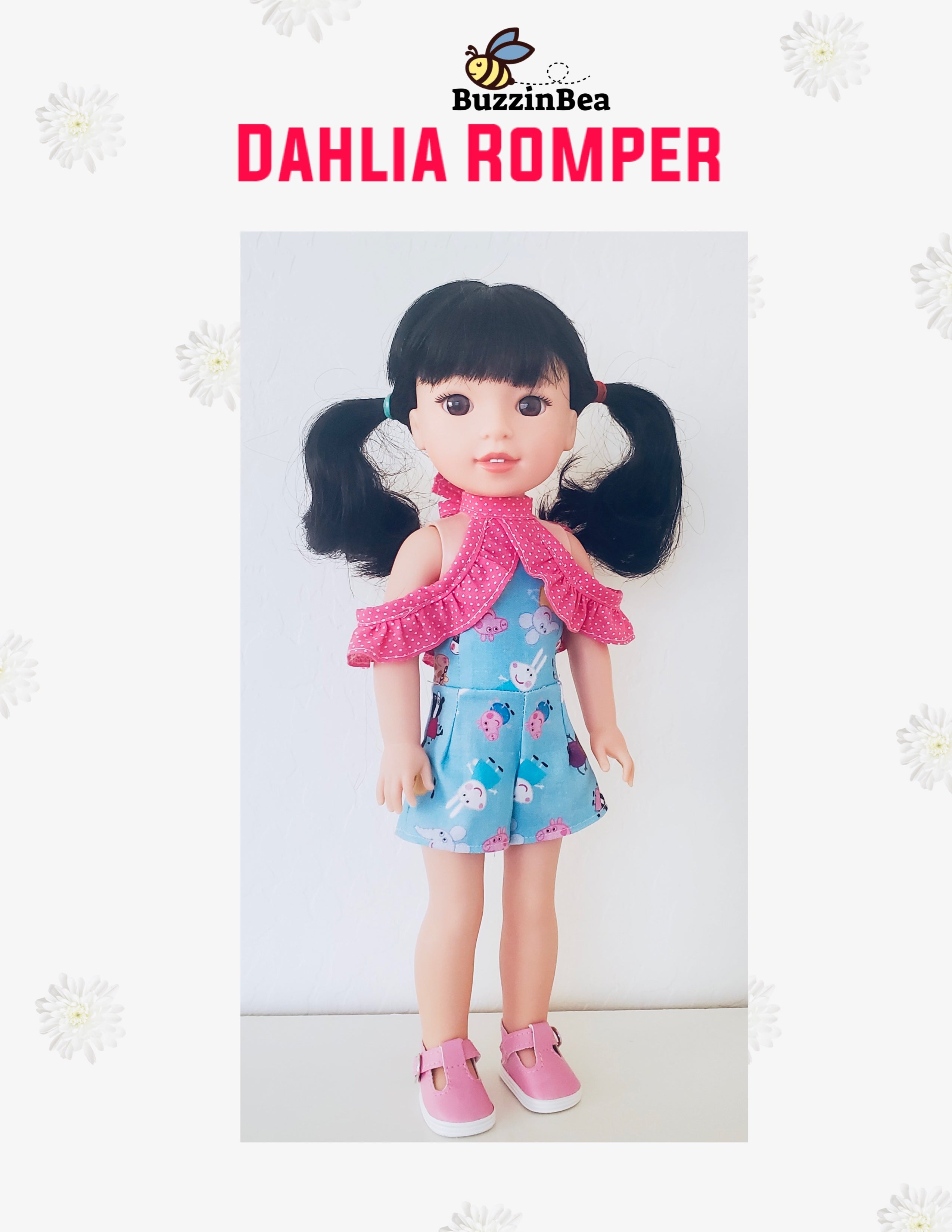 Dahlia Romper 14-inch doll clothes PDF sewing pattern