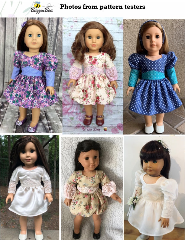 Lupine Dress 18-inch doll clothes PDF sewing pattern