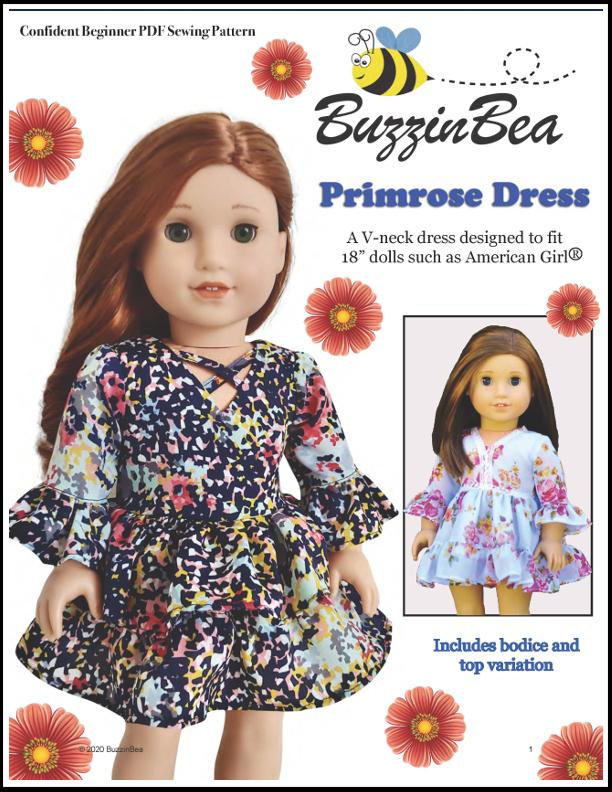 Primrose Dress 18-inch Doll Clothes PDF Sewing Pattern