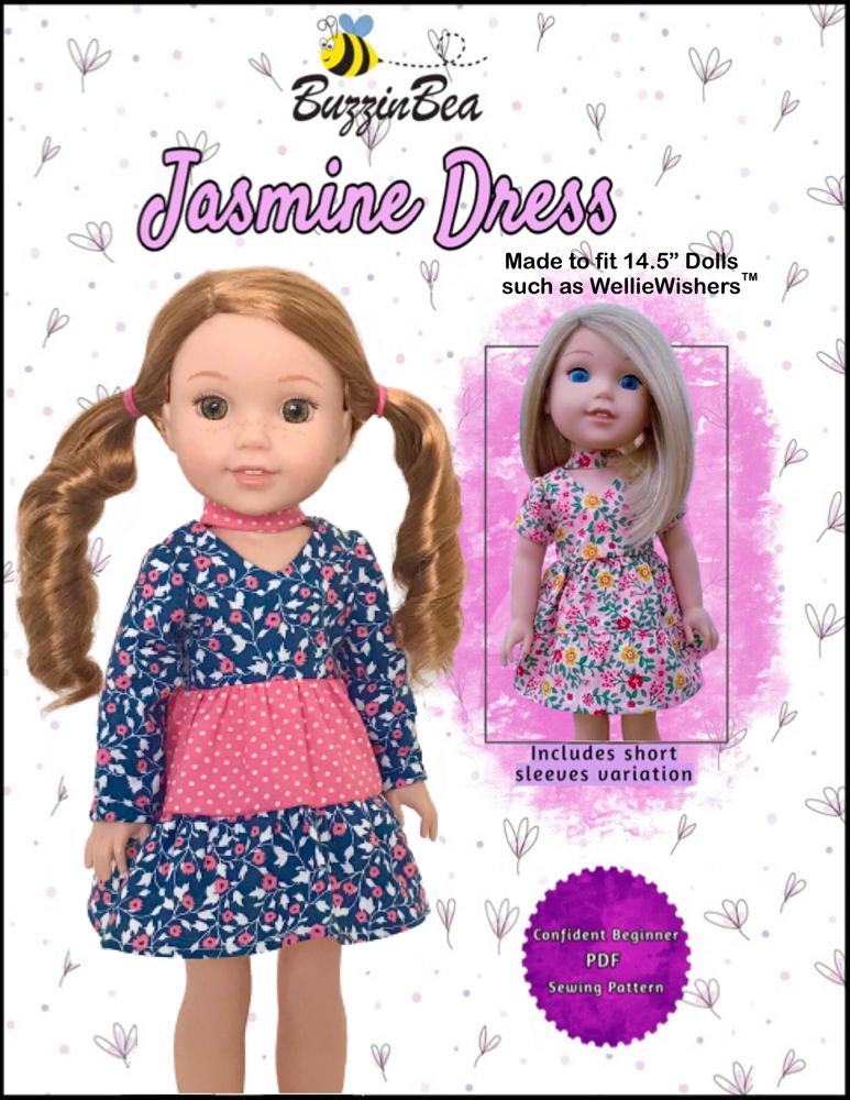 Jasmine Dress 14-inch doll clothes PDF sewing pattern