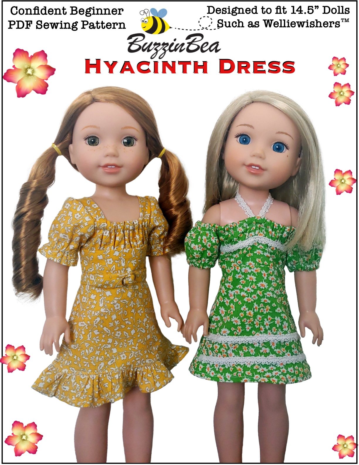 Hyacinth dress 14-inch doll clothes PDF sewing pattern
