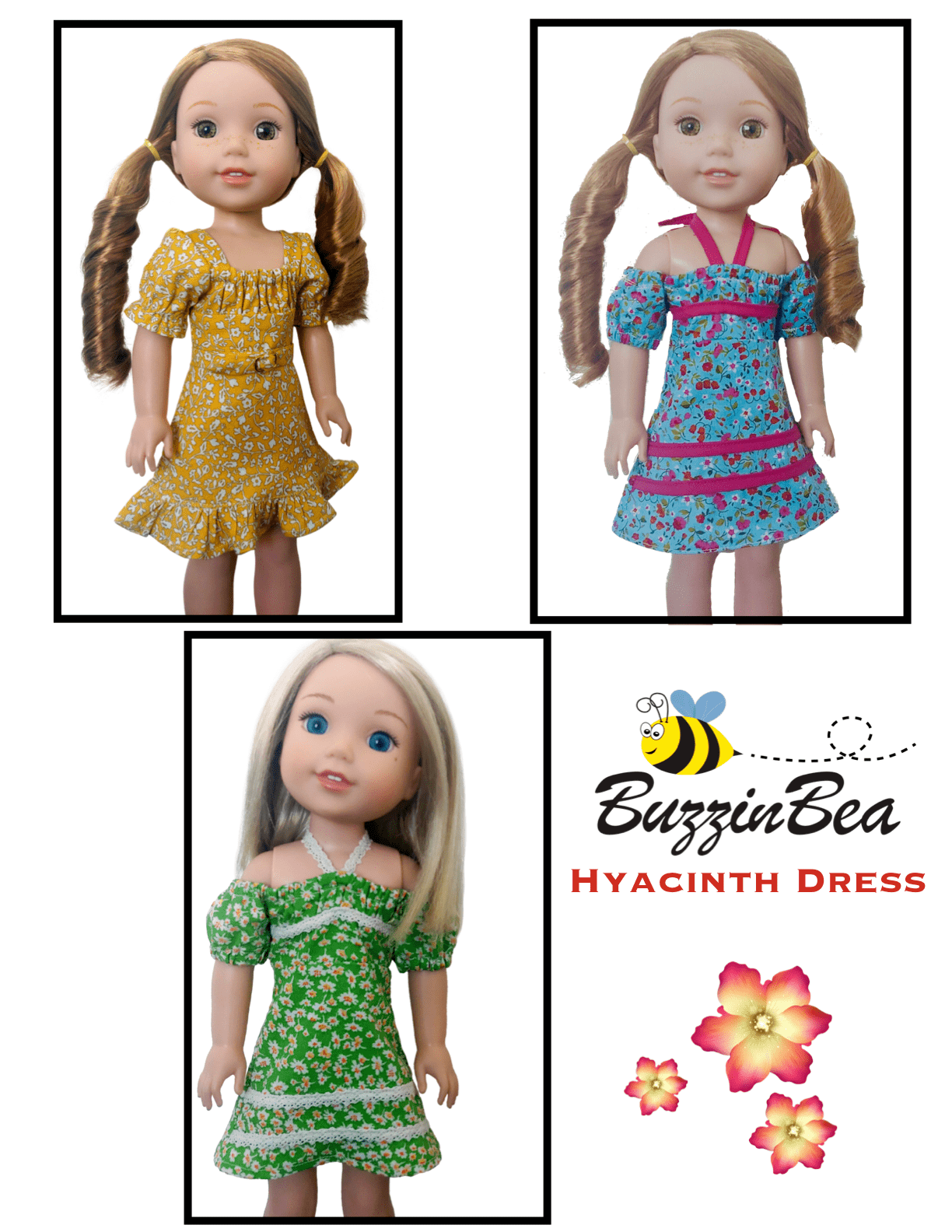 Hyacinth dress 14-inch doll clothes PDF sewing pattern
