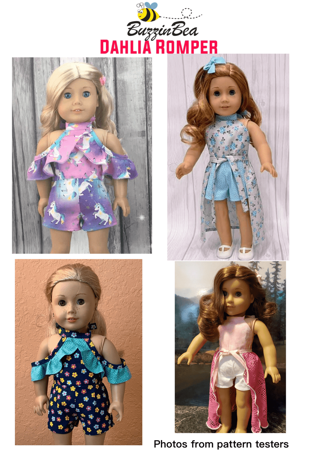 Dahlia Romper 18-inch Doll Clothes PDF Sewing Pattern