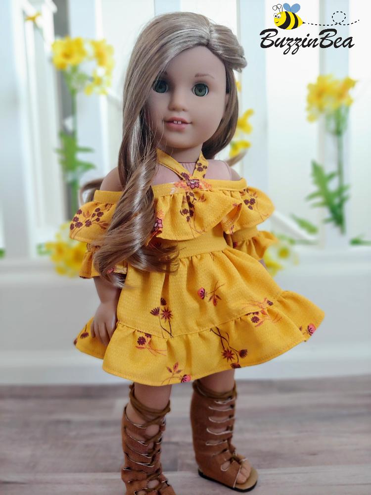 Wildflower dress 18-inch doll clothes PDF sewing pattern