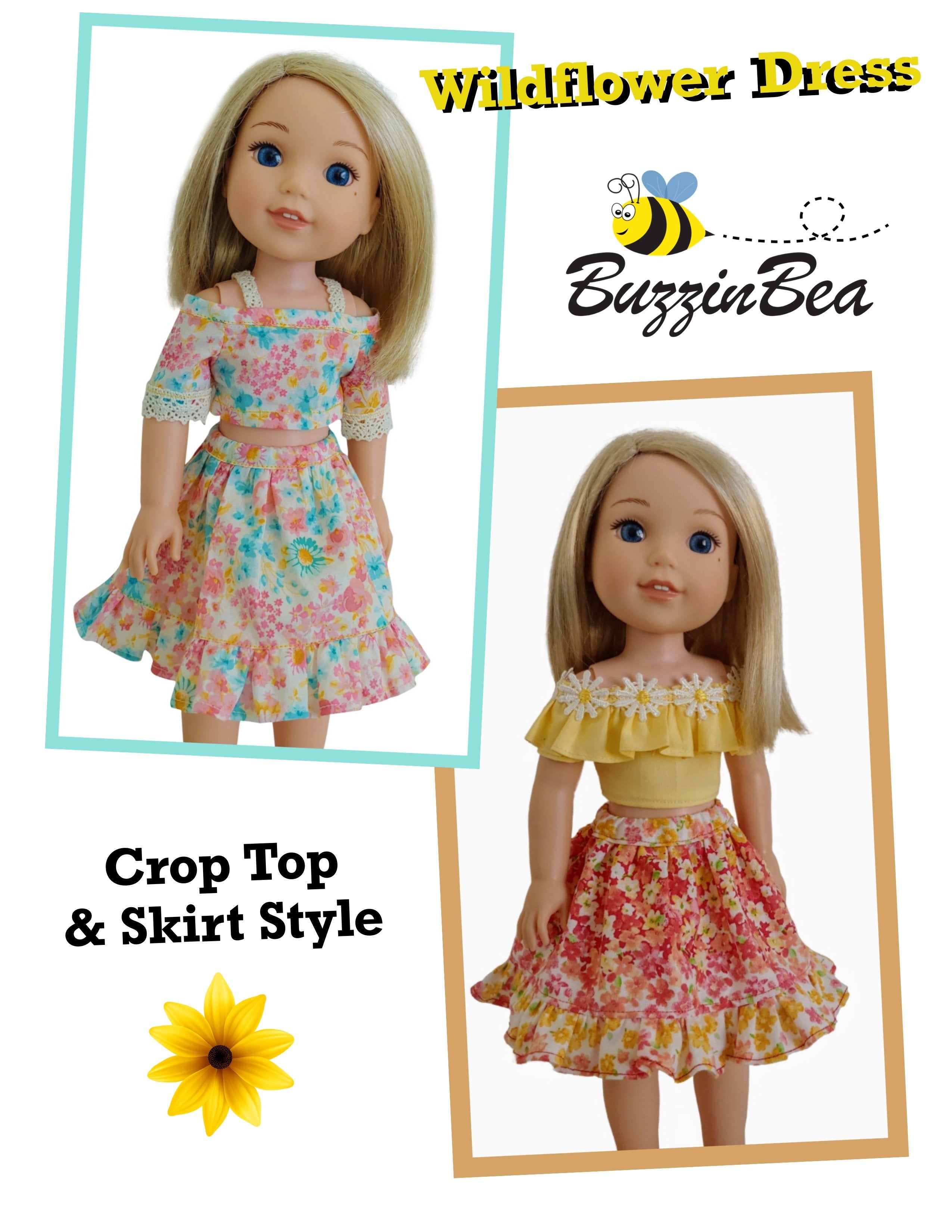 Wildflower Dress 14-inch doll clothes PDF sewing pattern