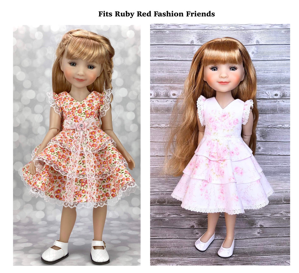 Layered Dress for 14-inch dolls clothes PDF Sewing Pattern