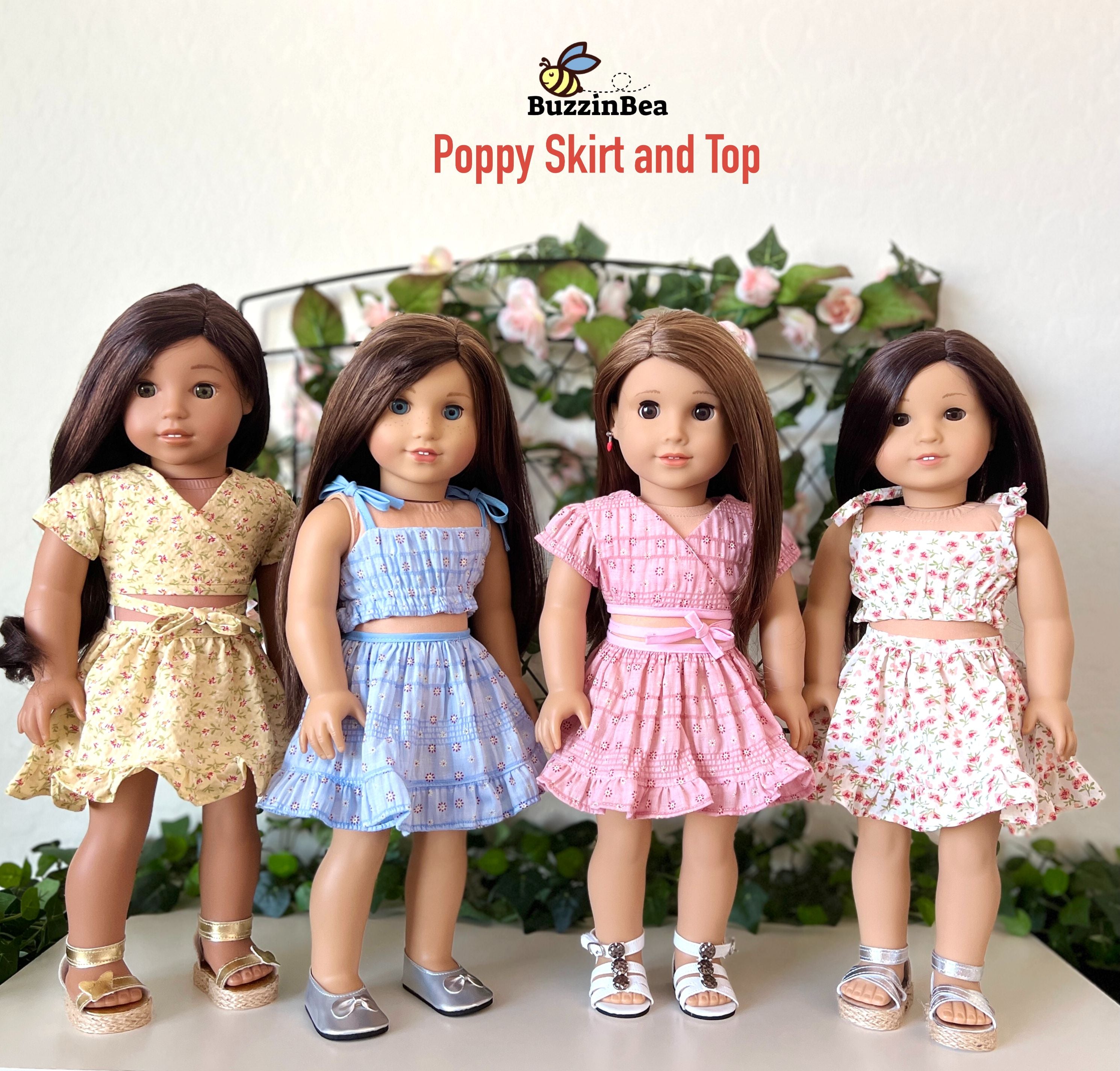 Poppy Skirt and Top for 18-inch doll clothes PDF sewing pattern