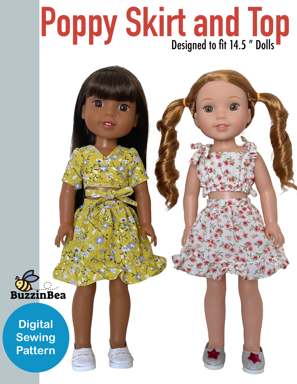 Poppy Skirt and Top for 14-inch doll clothes PDF Sewing Pattern
