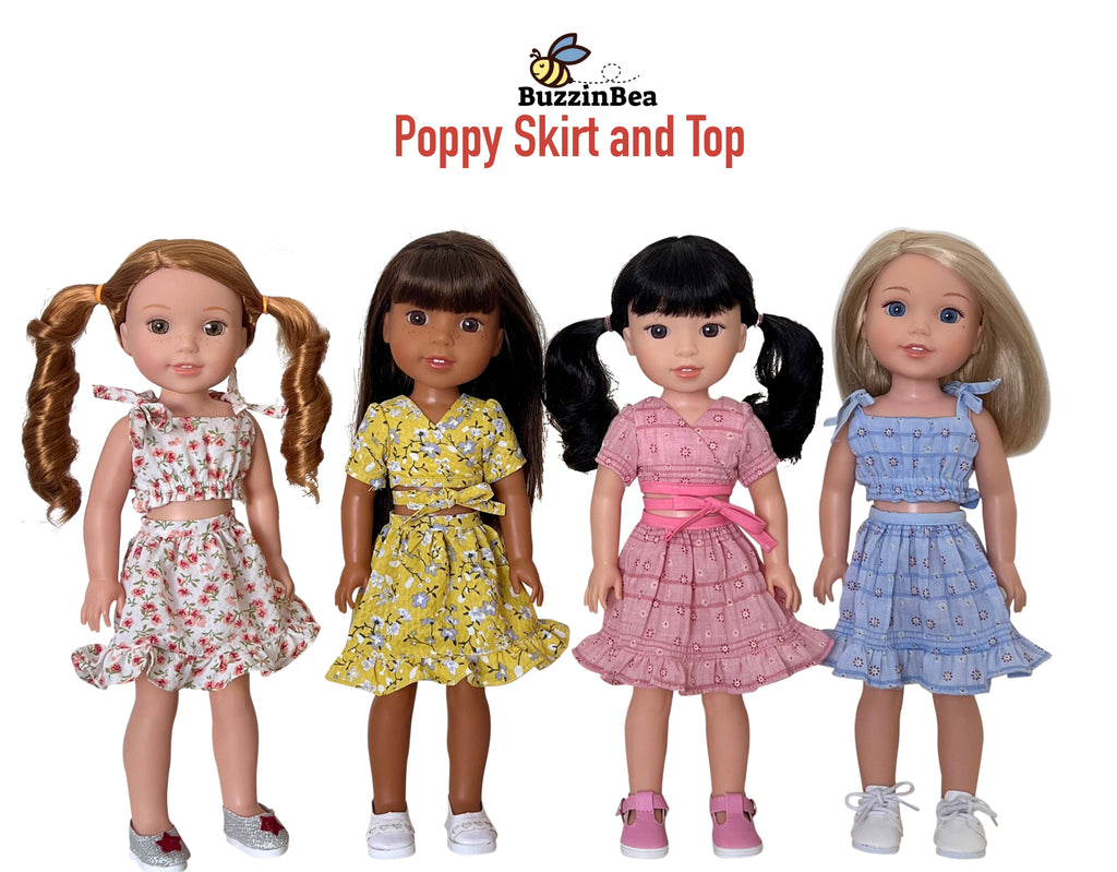 Poppy Skirt and Top for 14-inch doll clothes PDF Sewing Pattern