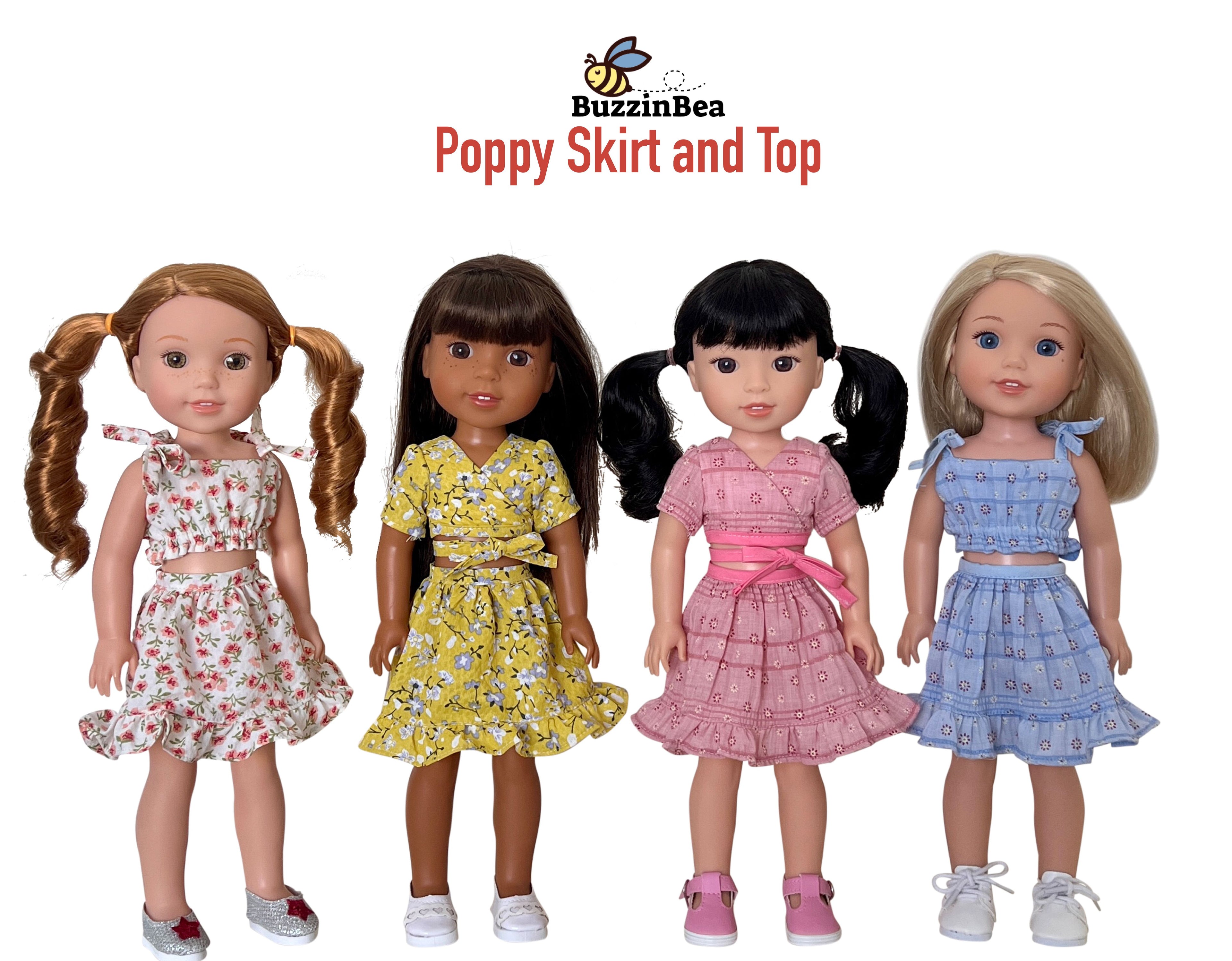 Poppy Skirt and Top for 14-inch doll clothes PDF Sewing Pattern