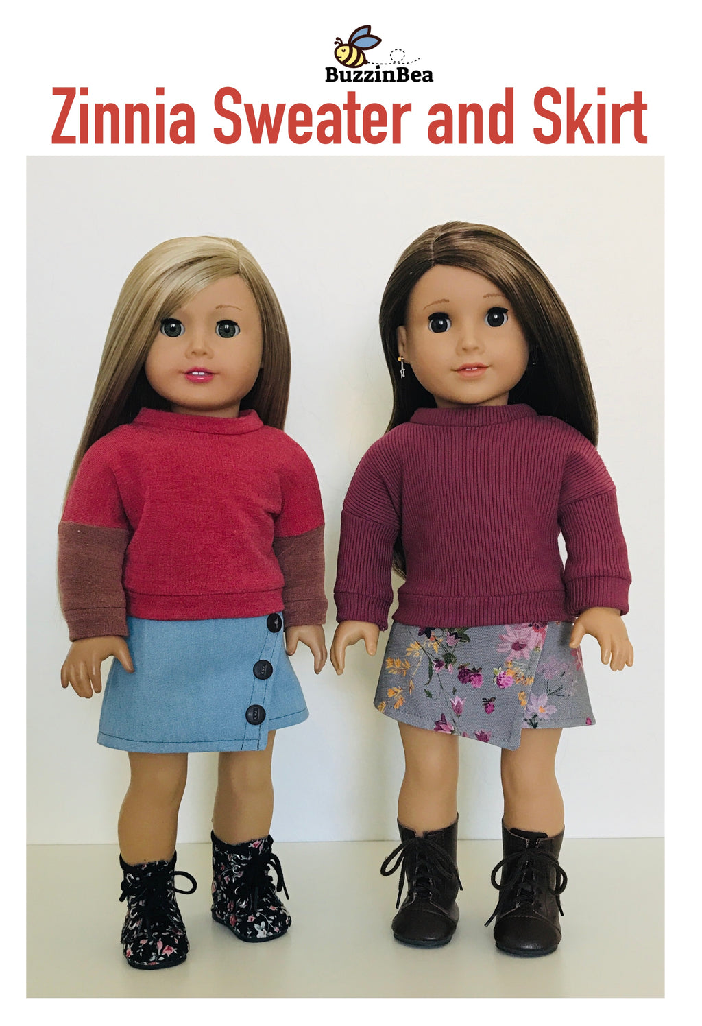 Zinnia Skirt and Sweater for 18-inch Dolls PDF Sewing Pattern