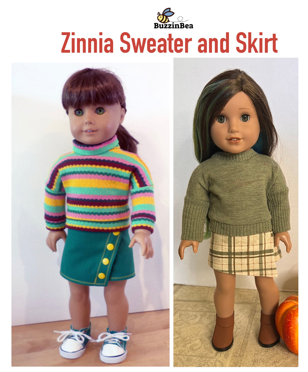 Zinnia Skirt and Sweater for 18-inch Dolls PDF Sewing Pattern