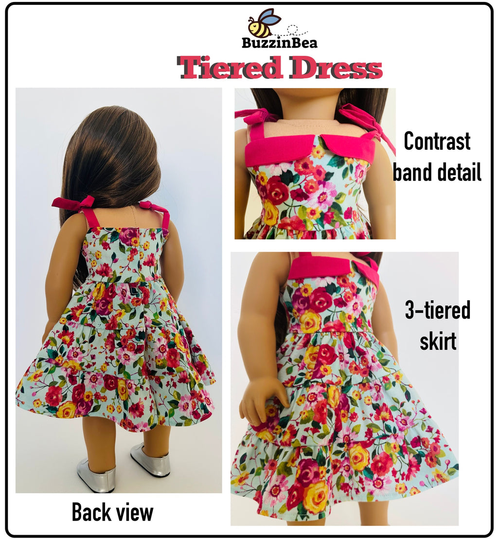 Tiered Dress for 18-inch Dolls PDF Sewing Pattern