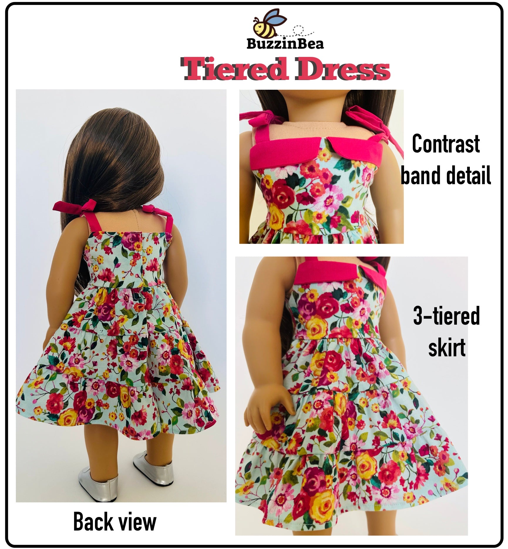 Tiered Dress for 18-inch Dolls PDF Sewing Pattern