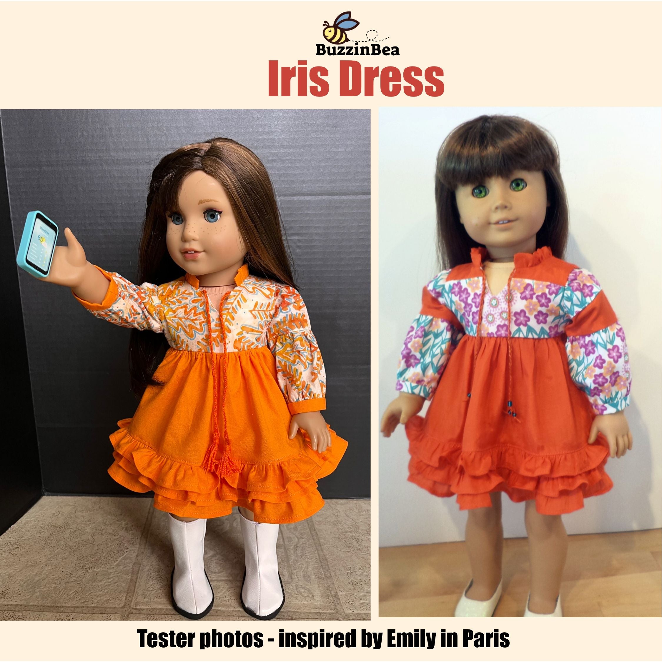 Iris Dress for 18-inch Dolls PDF Sewing Pattern