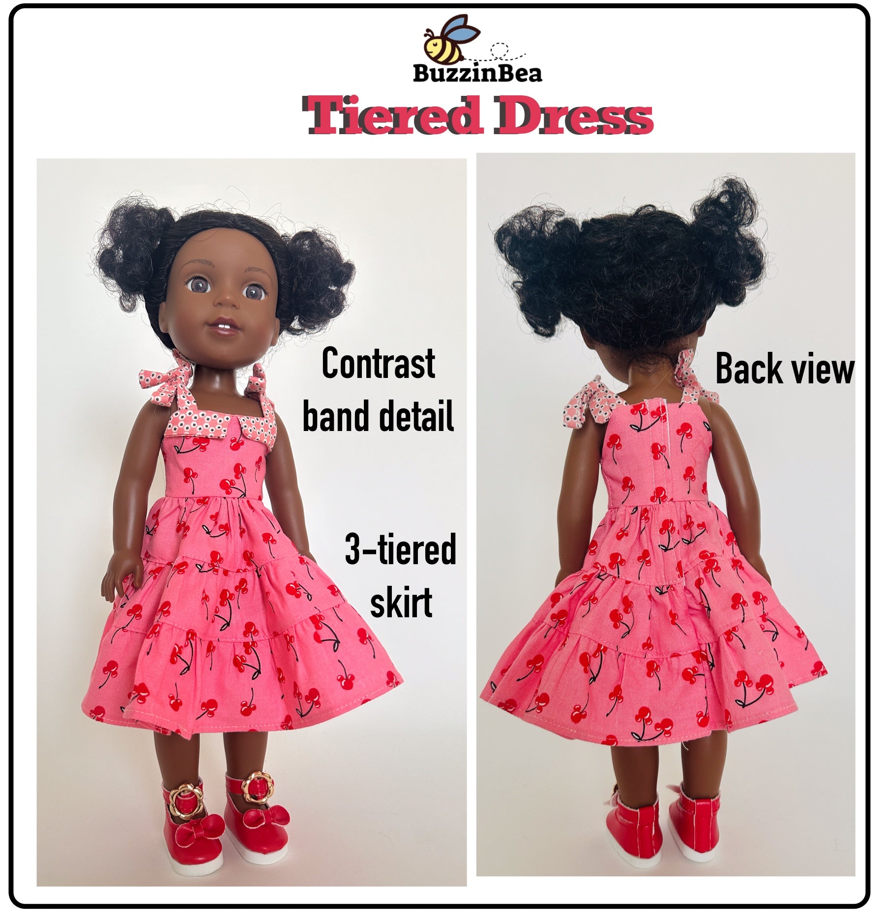 Tiered Dress 14-inch doll clothes PDF sewing pattern