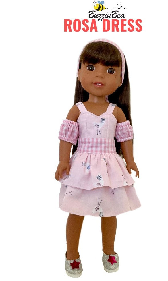 Rosa dress  14-inch doll clothes PDF sewing pattern