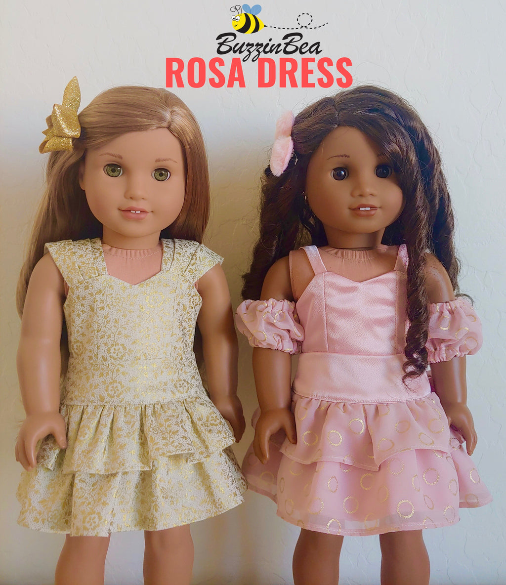 Rosa dress 18-inch doll clothes PDF sewing pattern