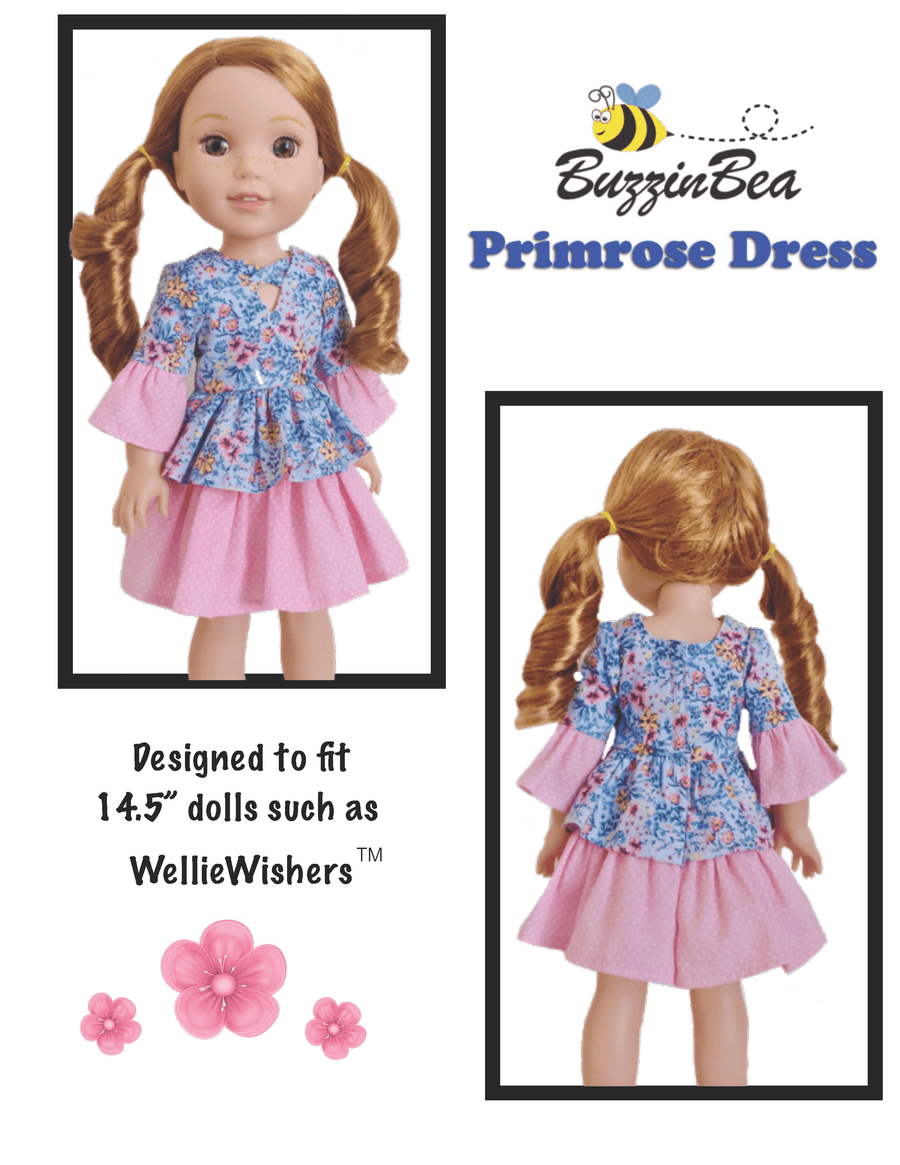 Primrose dress 14-inch doll clothes PDF sewing pattern