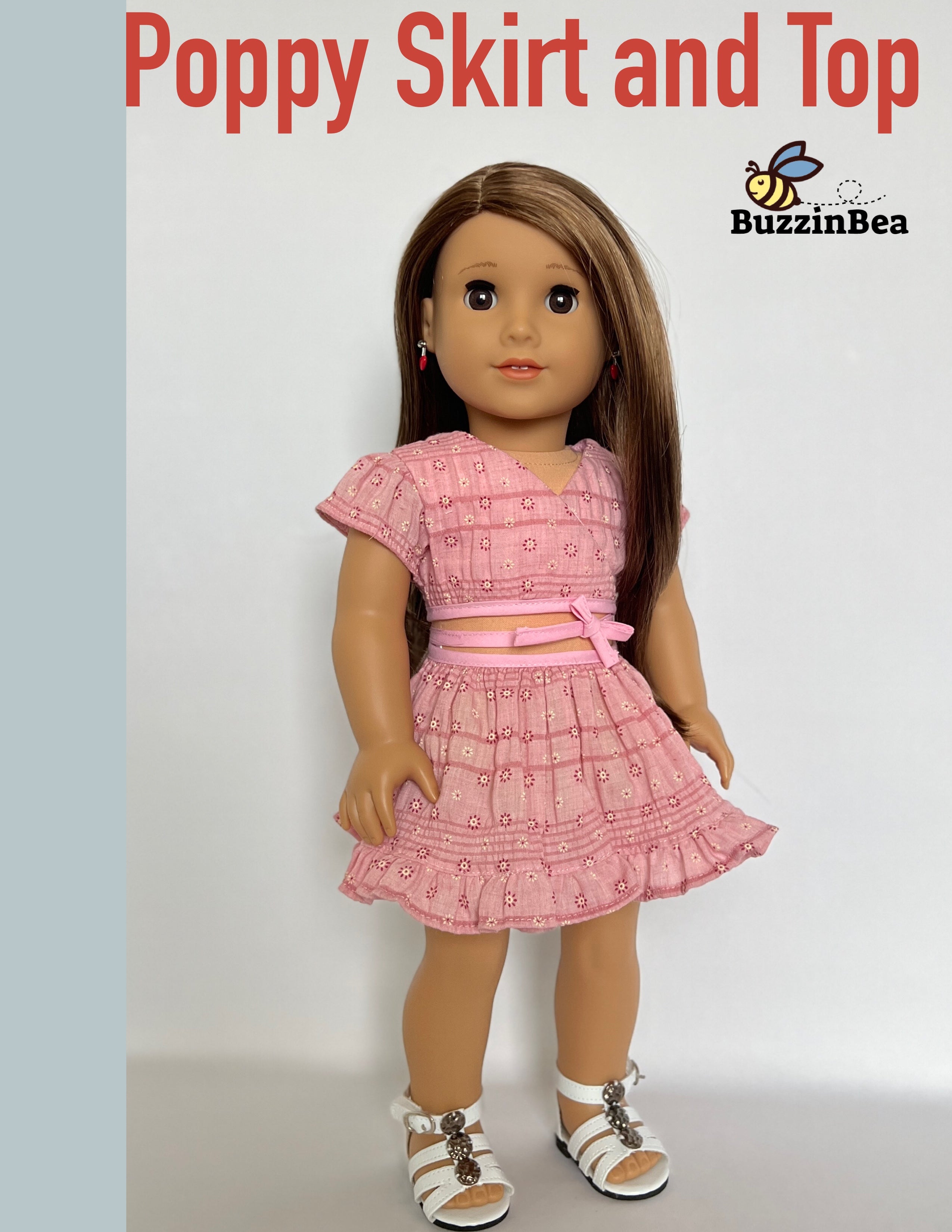Poppy Skirt and Top for 18-inch doll clothes PDF sewing pattern