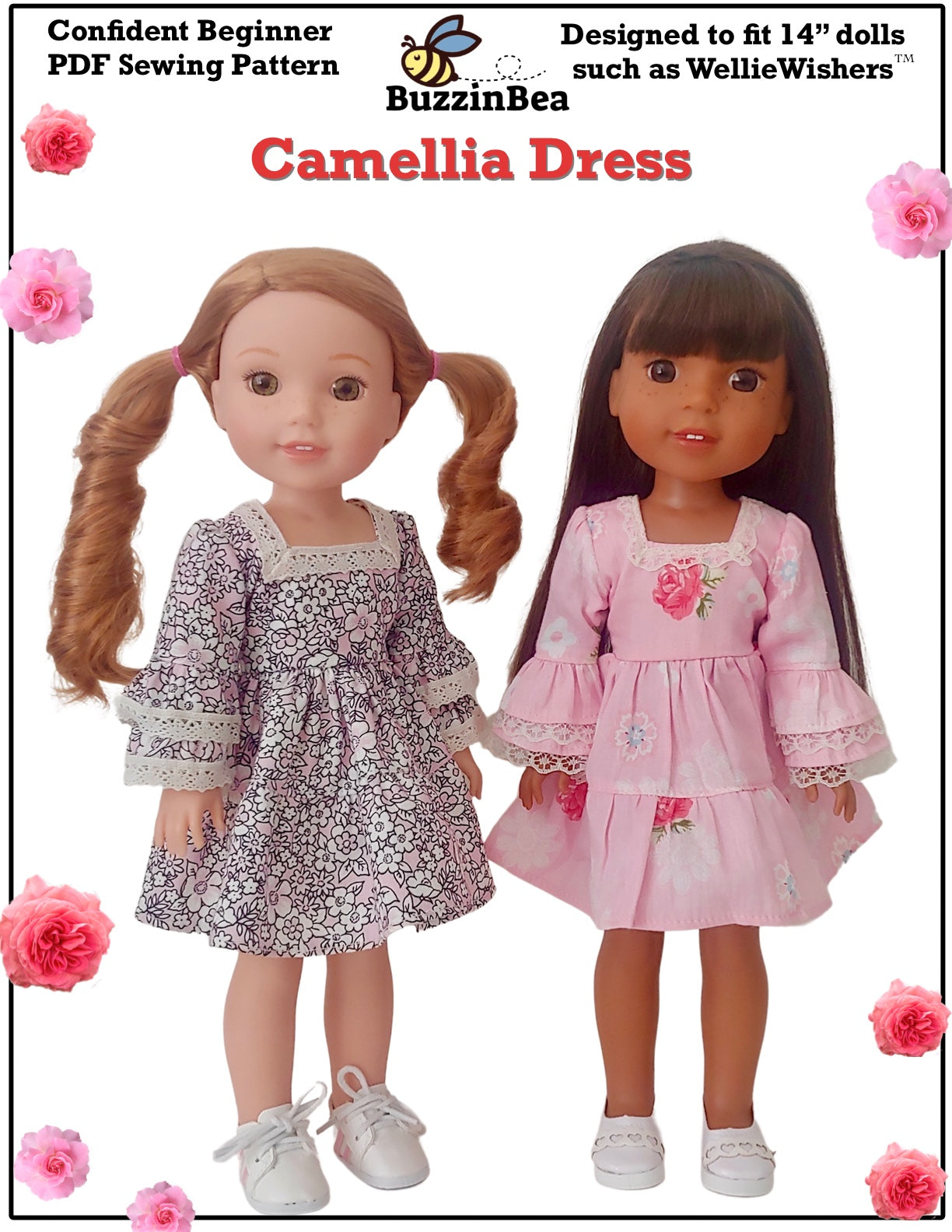 Camellia Dress 14-inch doll clothes PDF sewing pattern