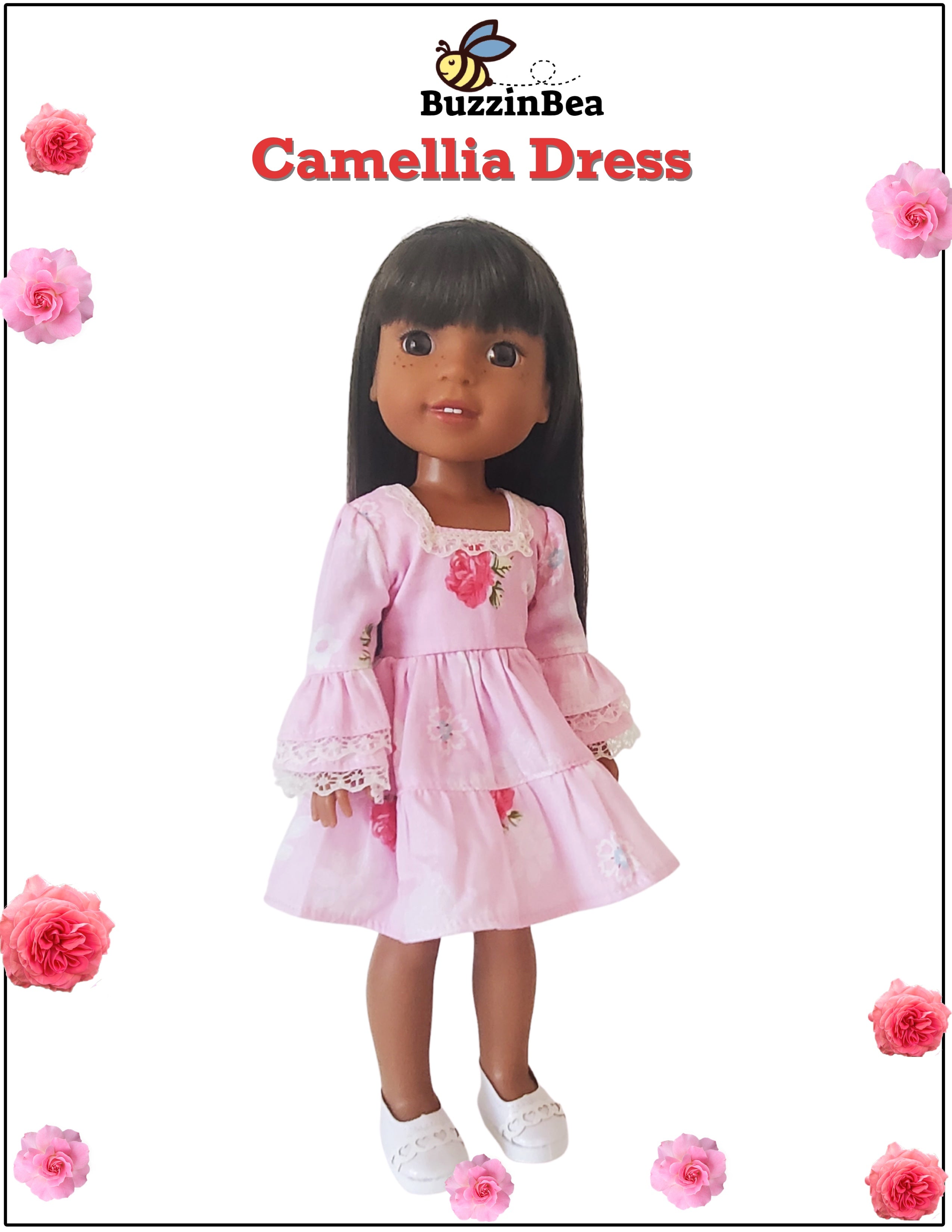 Camellia Dress 14-inch doll clothes PDF sewing pattern