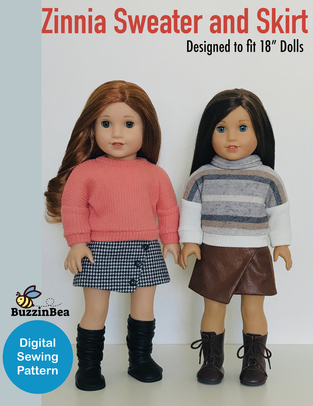 Zinnia Skirt and Sweater for 18-inch Dolls PDF Sewing Pattern