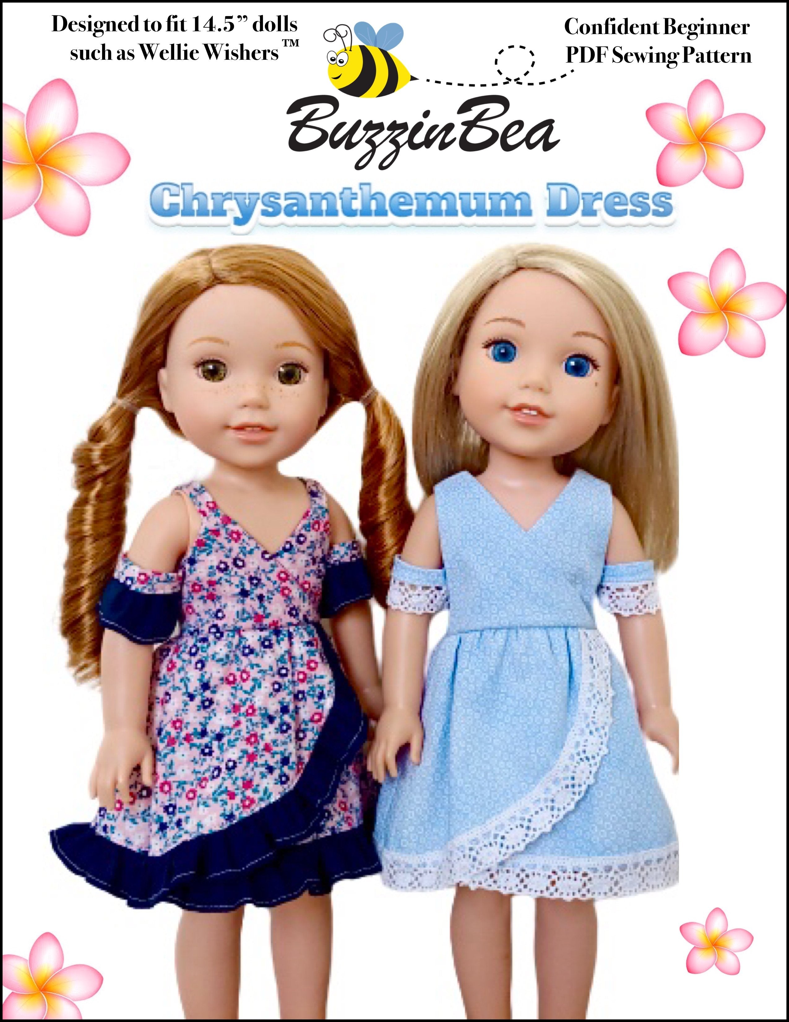 Chrysanthemum dress  14-inch doll clothes PDF sewing pattern