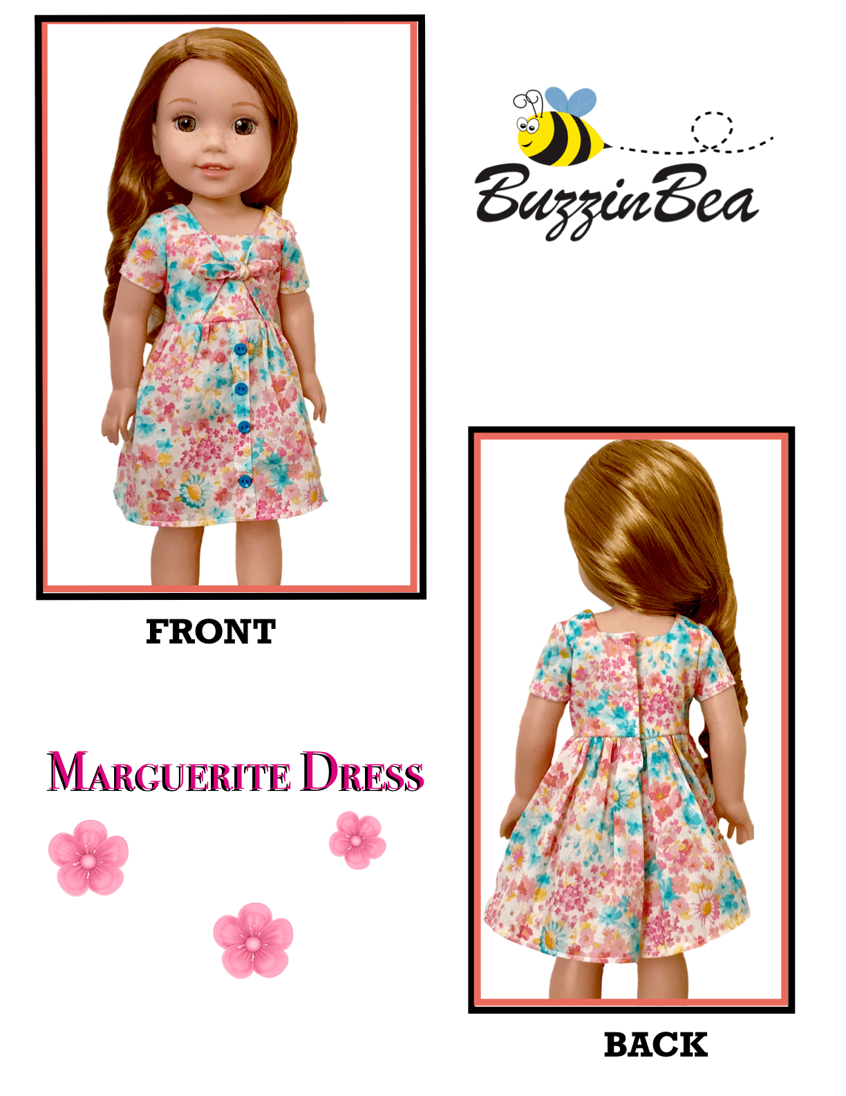 Marguerite dress 14-inch doll clothes PDF sewing pattern