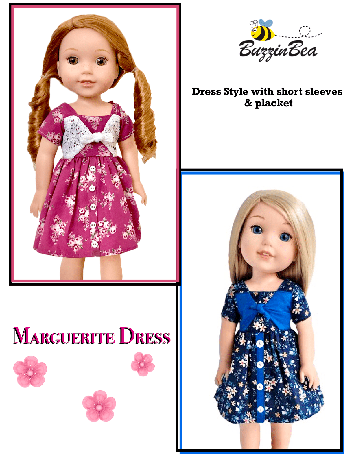 Marguerite dress 14-inch doll clothes PDF sewing pattern