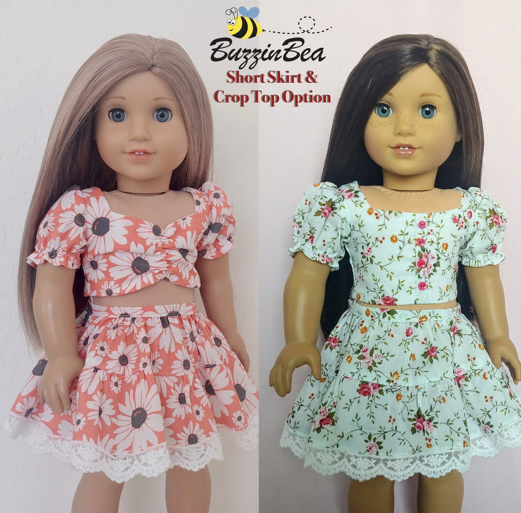 Nymphea Skirt & Top Set 18-inch Doll Clothes PDF Sewing Pattern