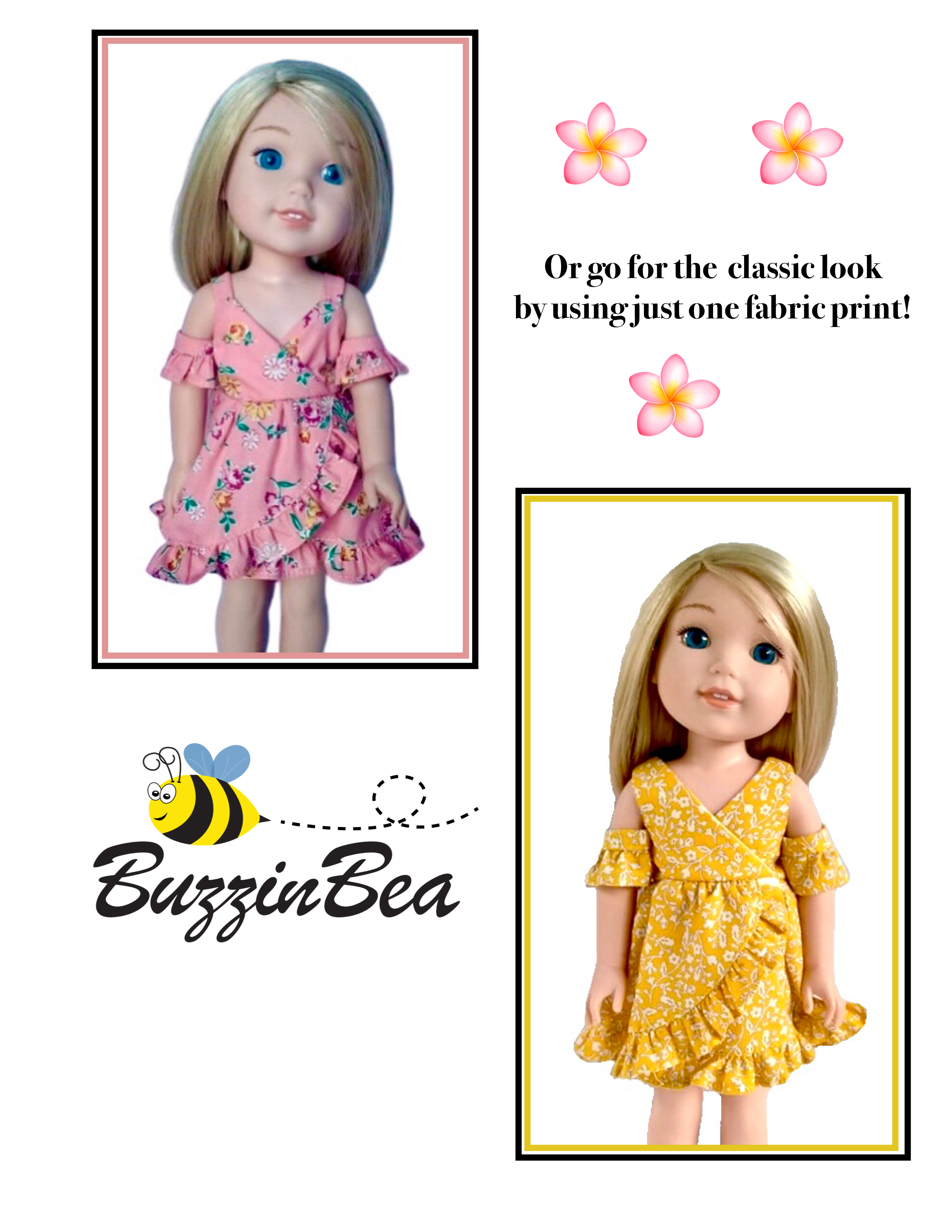 Chrysanthemum dress  14-inch doll clothes PDF sewing pattern