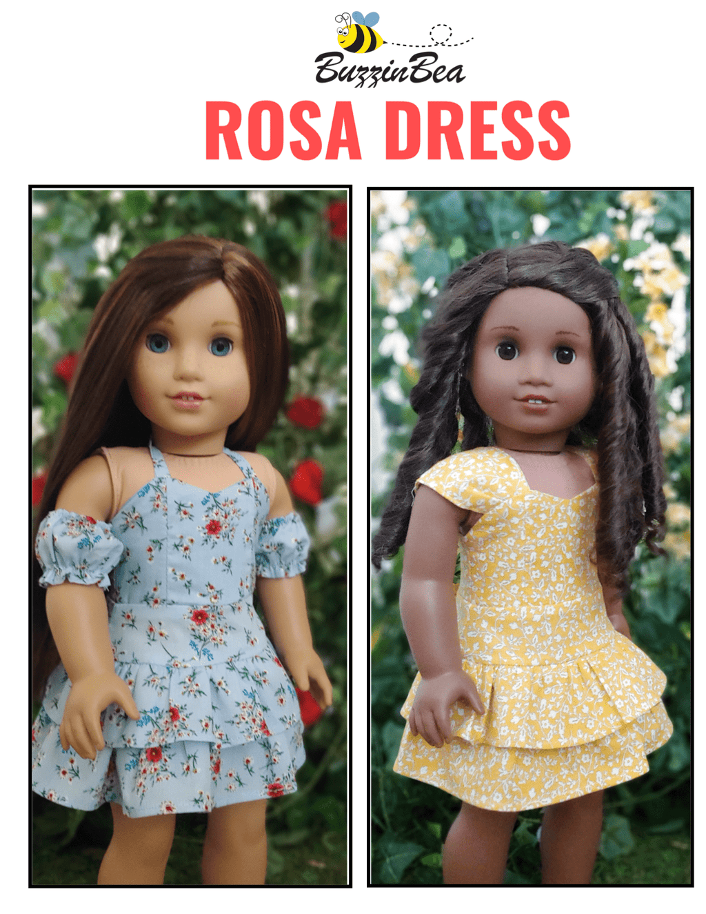 Rosa dress 18-inch doll clothes PDF sewing pattern