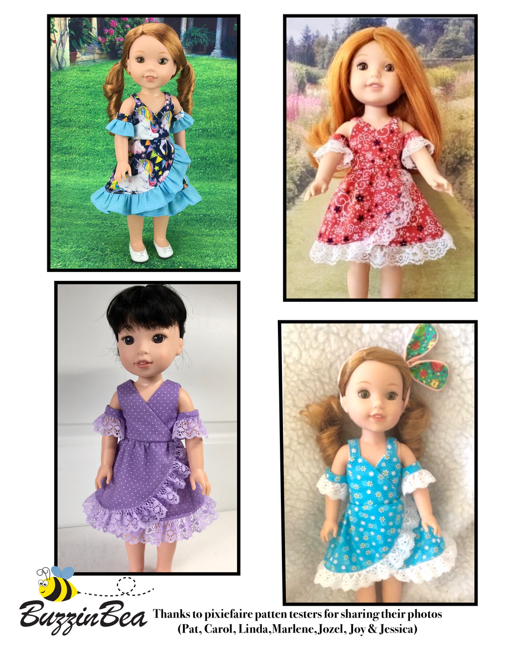 Chrysanthemum dress  14-inch doll clothes PDF sewing pattern