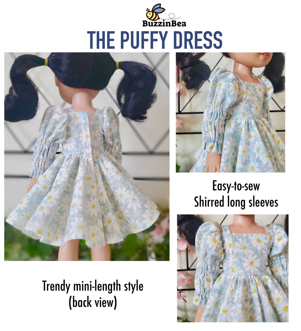 Puffy Dress for 14-inch Dolls Clothes PDF Sewing Pattern