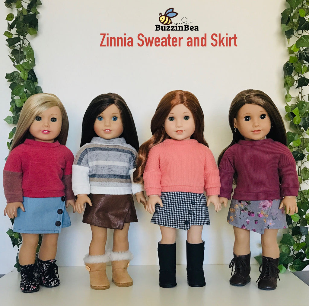 Zinnia Skirt and Sweater for 18-inch Dolls PDF Sewing Pattern